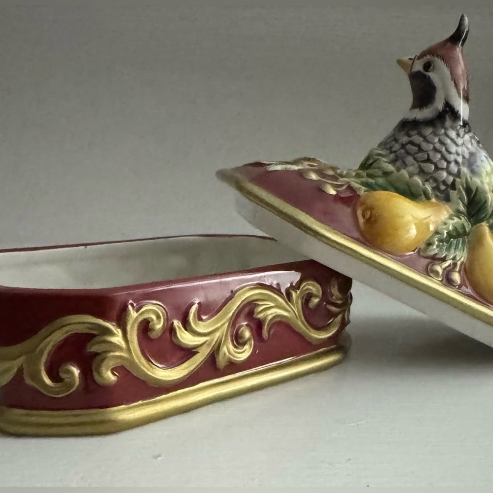 Fitz & Floyd vintage quail trinket box - hand painted ceramic keepsake - Picture 3 of 3